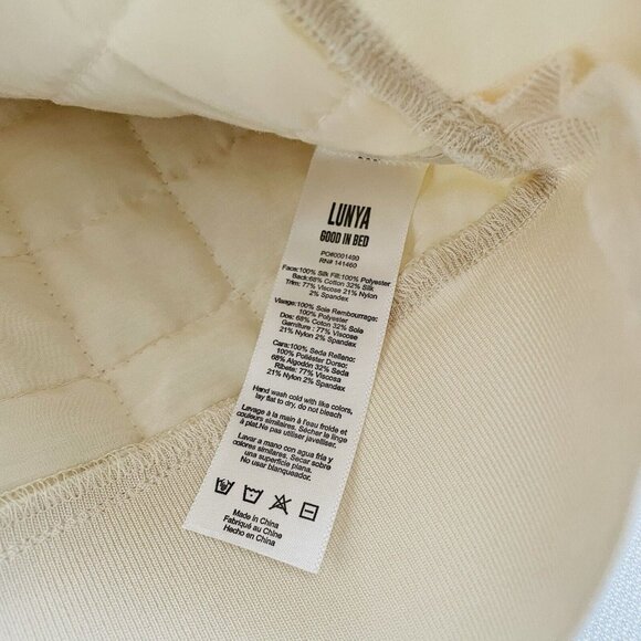 LUNYA Quilted Silk Sweatshirt In Swan White M Crew Neck Pullover Chest Pocket - Picture 5 of 5